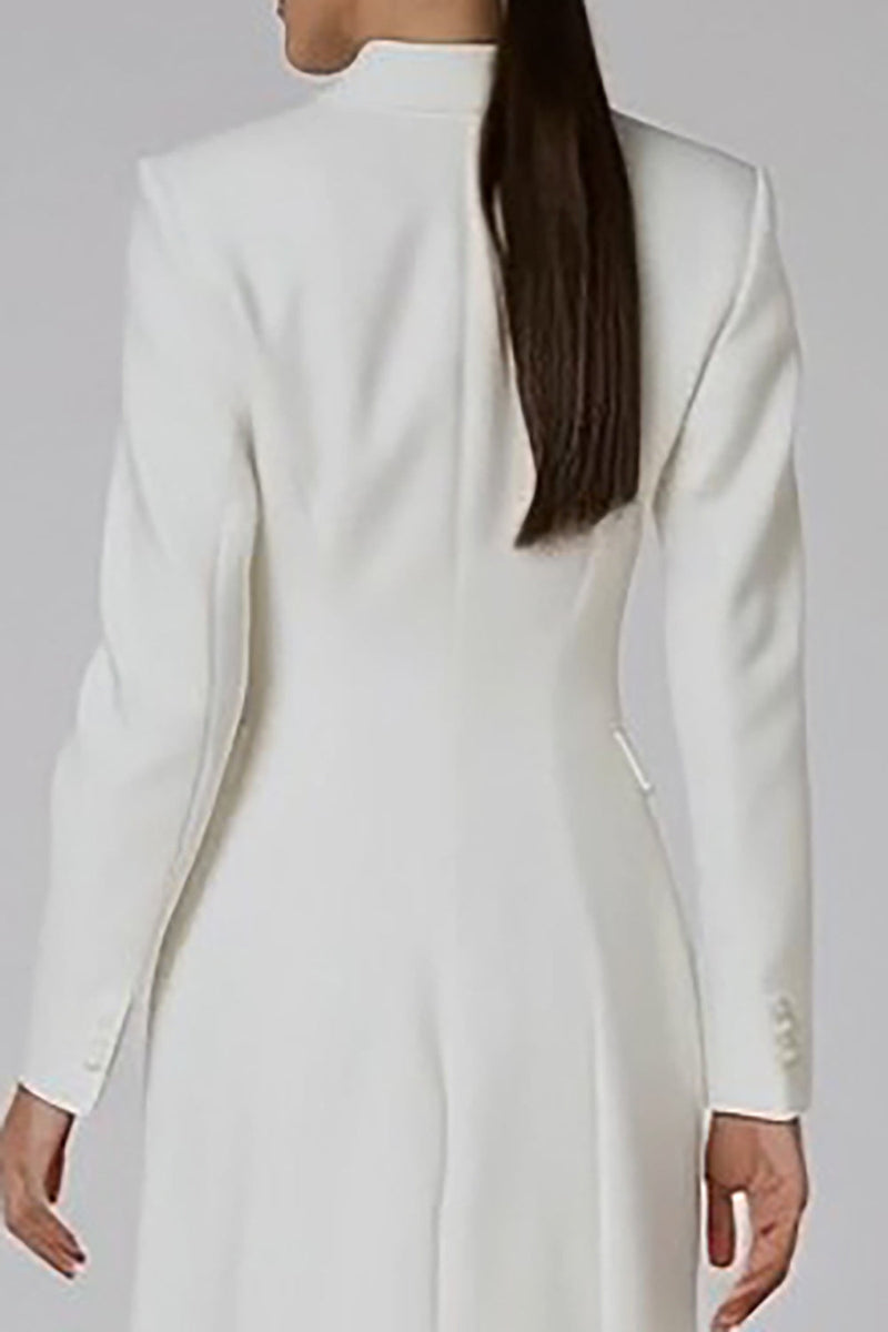 Load image into Gallery viewer, Ivory Peak Lapel Double Breasted Midi Blazer Dress