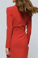 Load image into Gallery viewer, Red Peak Lapel One Button Ruched Midi Blazer Dress with Slit