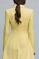 Load image into Gallery viewer, Yellow Peak Lapel Double Breasted Midi Blazer Dress with Sleeves