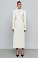 Load image into Gallery viewer, Ivory Single Breasted Notched Lapel Long Sleeves Blazer Dress