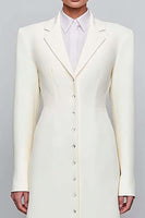 Load image into Gallery viewer, Ivory Single Breasted Notched Lapel Long Sleeves Blazer Dress