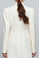Load image into Gallery viewer, Ivory Single Breasted Notched Lapel Long Sleeves Blazer Dress