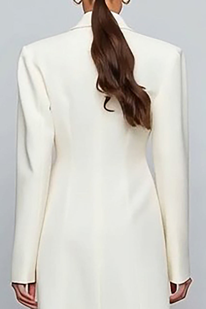 Load image into Gallery viewer, Ivory Single Breasted Notched Lapel Long Sleeves Blazer Dress