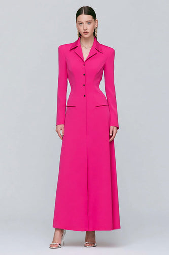 Fuchsia Single Breasted Sheath Long Sleeves Blazer Dress