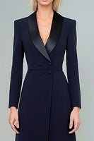 Load image into Gallery viewer, Navy Long Double Breasted Blazer Dress with Slit