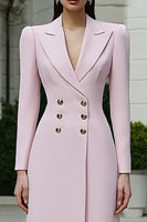 Load image into Gallery viewer, Light Pink Peak Lapel Double Breasted Maxi Blazer Dress