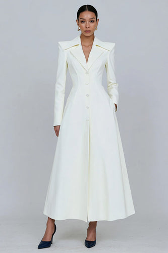Ivory A-Line Single Breasted Long Sleeves Blazer Dress