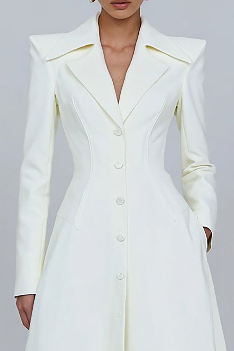 Load image into Gallery viewer, Ivory A-Line Single Breasted Long Sleeves Blazer Dress