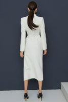 Load image into Gallery viewer, Ivory Notched Lapel Single Breasted Midi Blazer Dress