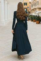 Load image into Gallery viewer, Navy A-Line Single Breasted Long Blazer Dress with Sleeves