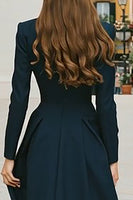 Load image into Gallery viewer, Navy A-Line Single Breasted Long Blazer Dress with Sleeves