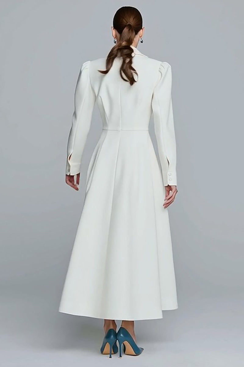 Load image into Gallery viewer, Ivory A-Line Single Breasted Long Blazer Dress with Sleeves