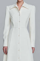 Load image into Gallery viewer, Ivory A-Line Single Breasted Long Blazer Dress with Sleeves