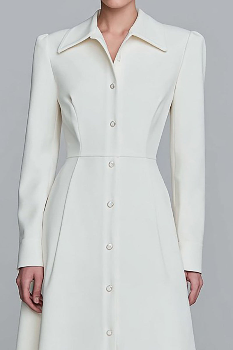 Load image into Gallery viewer, Ivory A-Line Single Breasted Long Blazer Dress with Sleeves