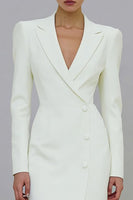 Load image into Gallery viewer, Ivory Single Breasted Pencil Midi Blazer Dress with Sleeves