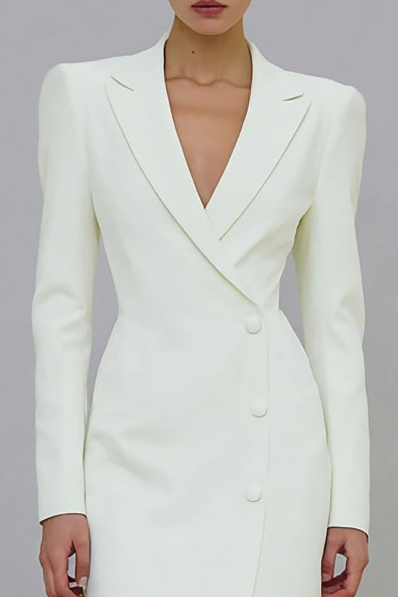 Load image into Gallery viewer, Ivory Single Breasted Pencil Midi Blazer Dress with Sleeves