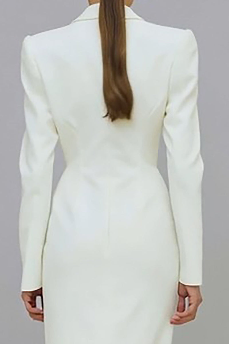 Load image into Gallery viewer, Ivory Single Breasted Pencil Midi Blazer Dress with Sleeves