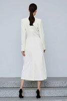 Load image into Gallery viewer, Ivory Peak Lapel Double Breasted Midi Blazer Dress with Sleeves