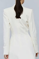 Load image into Gallery viewer, Ivory Peak Lapel Double Breasted Midi Blazer Dress with Sleeves