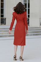 Load image into Gallery viewer, Red Peak Lapel Bodycon Midi Blazer Dress with Slit