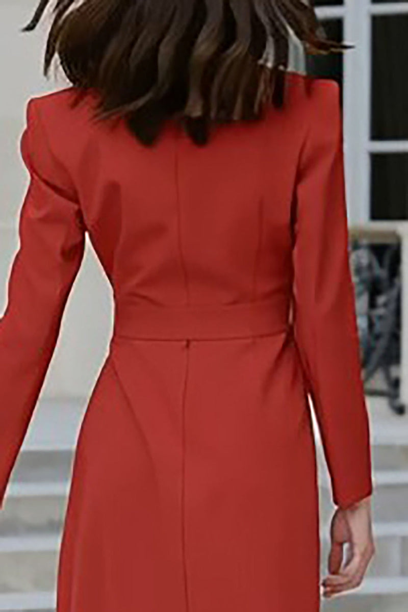 Load image into Gallery viewer, Red Peak Lapel Bodycon Midi Blazer Dress with Slit