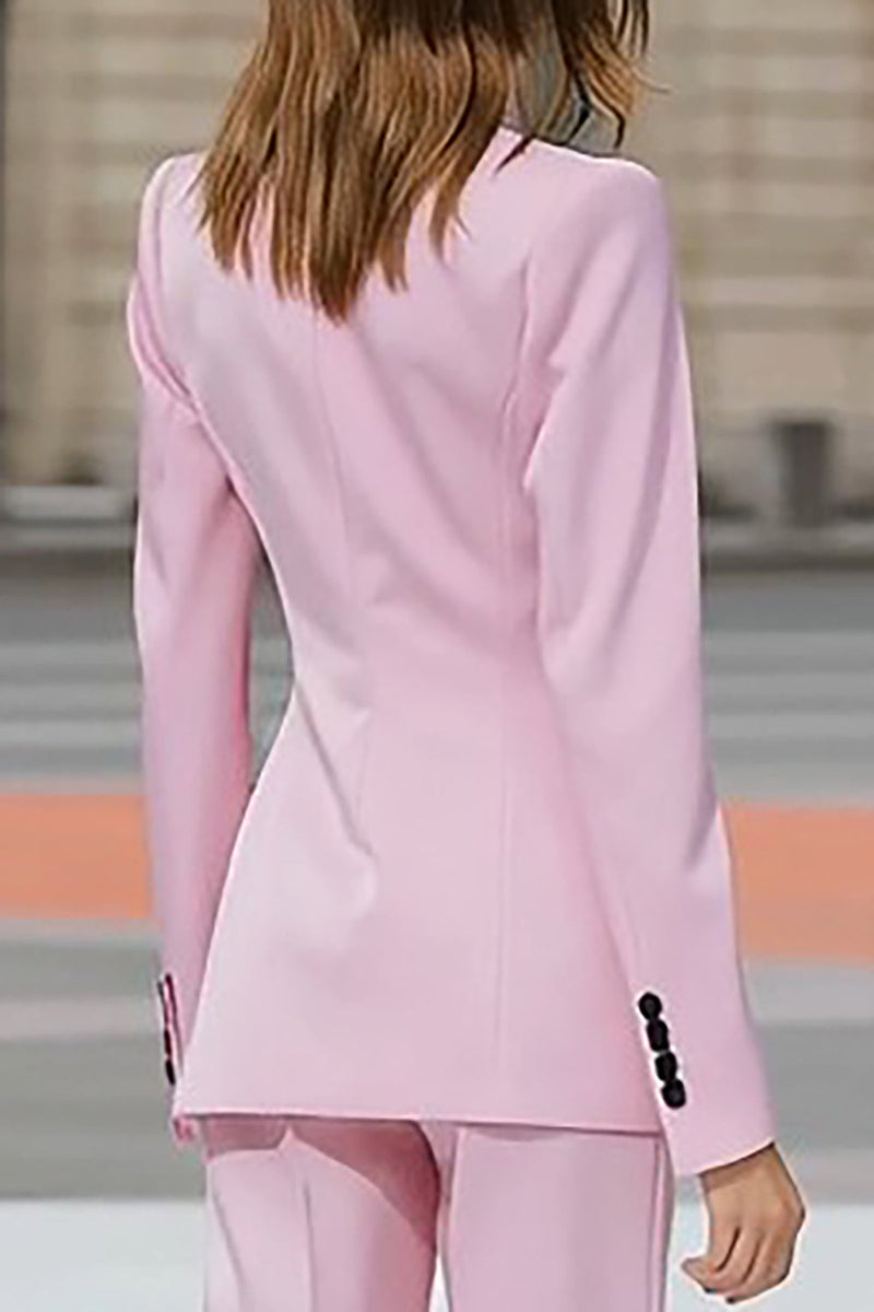 Load image into Gallery viewer, 2 Piece Pink Double Breasted Peak Lapel Business Suits