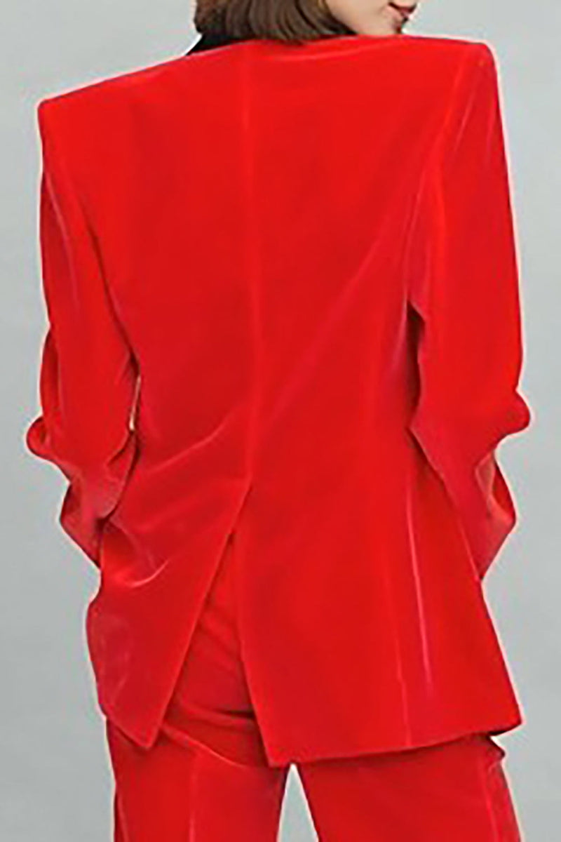 Load image into Gallery viewer, 2 Piece Red Peak Lapel Velvet One Button Prom Suits