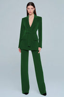 Load image into Gallery viewer, 2 Piece Dark Green Peak Lapel Prom Suits with Sash