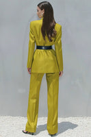 Load image into Gallery viewer, 2 Piece Lemon Yellow Peak Lapel Business Suits with Belt
