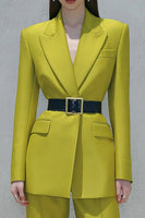 Load image into Gallery viewer, 2 Piece Lemon Yellow Peak Lapel Business Suits with Belt
