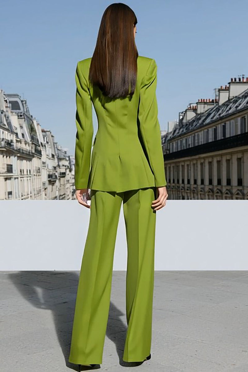 Load image into Gallery viewer, 2 Piece Light Green Peak Lapel Double Breasted Prom Suits