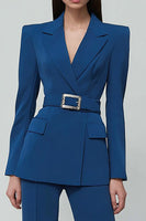 Load image into Gallery viewer, 2 Piece Dark Blue Notched Lapel Business Suits with Belt