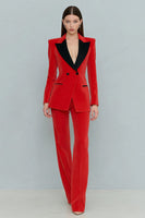 Load image into Gallery viewer, 2 Piece Red Peak Lapel Velvet Double Breasted Prom Suits with Sleeves