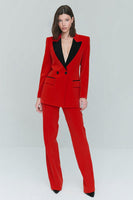 Load image into Gallery viewer, 2 Piece Red Peak Lapel Velvet Double Breasted Prom Suits