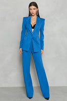 Load image into Gallery viewer, 2 Piece Blue Peak Lapel One Button Business Suits