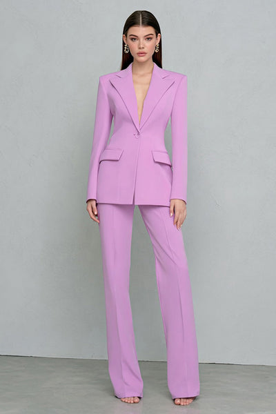2 Piece Lilac Notched Lapel One Button Business Suits with Sleeves