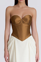 Load image into Gallery viewer, Brown and Ivory Sweetheart Patchwork Long Corset Formal Dress