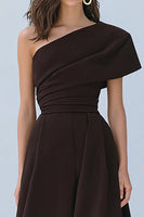 Load image into Gallery viewer, One Shoulder Coffee A-Line Long Formal Dress