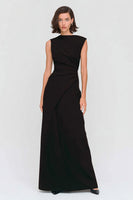 Load image into Gallery viewer, Black Bateau Neck Ruched Sheath Long Formal Dress
