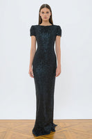 Load image into Gallery viewer, Sparkly Black Mermaid Sequin Long Formal Dress with Sleeves