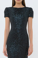 Load image into Gallery viewer, Sparkly Black Mermaid Sequin Long Formal Dress with Sleeves