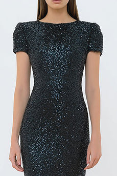 Sparkly Black Mermaid Sequin Long Formal Dress with Sleeves