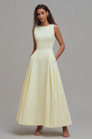Load image into Gallery viewer, Daffodil Crew Neck A-Line Sleeveless Long Formal Dress