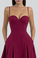 Load image into Gallery viewer, Burgundy Spaghetti Straps A-Line Long Formal Dress