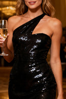 Load image into Gallery viewer, Sparkly Black Sequin Bodycon Short Cocktail Dress