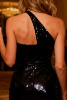Load image into Gallery viewer, Sparkly Black Sequin Bodycon Short Cocktail Dress