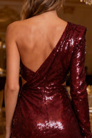 Load image into Gallery viewer, Sparkly Burgundy Sequin Cut Out Bodycon Short Cocktail Dress