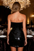 Load image into Gallery viewer, Sparkly Black Bodycon Sequin Corset Short Cocktail Dress
