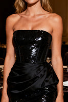 Load image into Gallery viewer, Sparkly Black Bodycon Sequin Corset Short Cocktail Dress