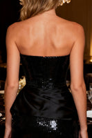 Load image into Gallery viewer, Sparkly Black Bodycon Sequin Corset Short Cocktail Dress